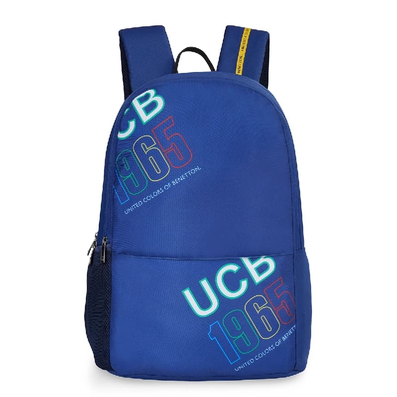 Unisex Blue Smart Casual Printed Polyester Backpack