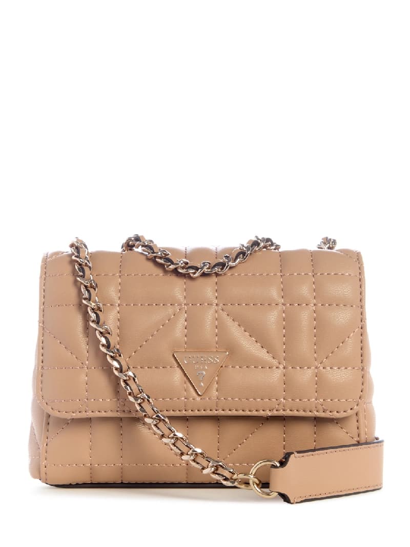 Women's Beige Quilted Edita Mini Convertible Crossbody Bag
