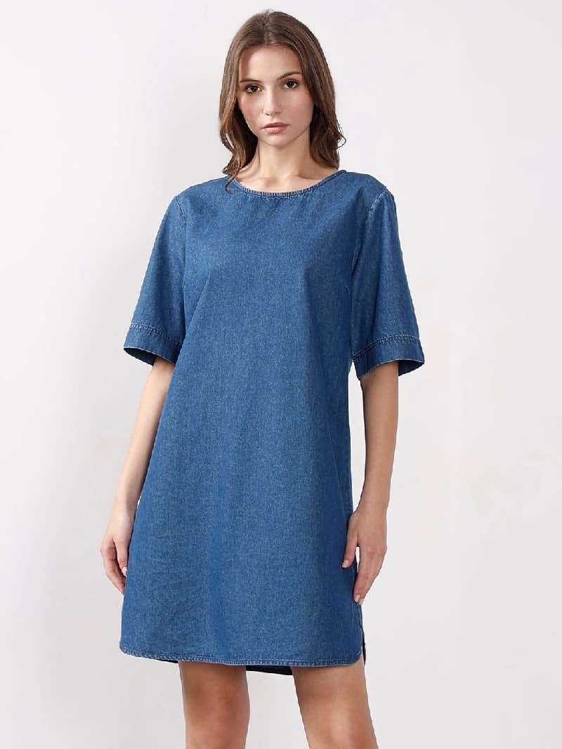 Women's Blue Casual Solid Dress