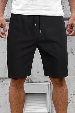 Men's Black Casual Solid Regular Fit Short