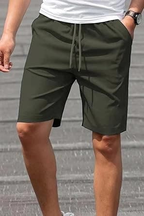 Men's Green Casual Solid Regular Fit Short