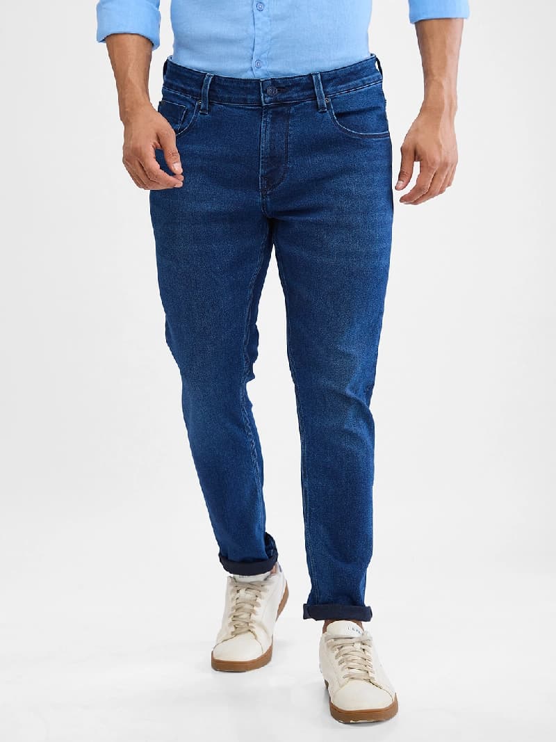 Men's Blue Casual Solid Slim Fit Jeans
