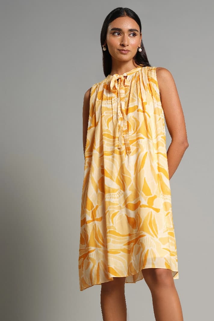 Women's Yellow Casual Geometric Dress