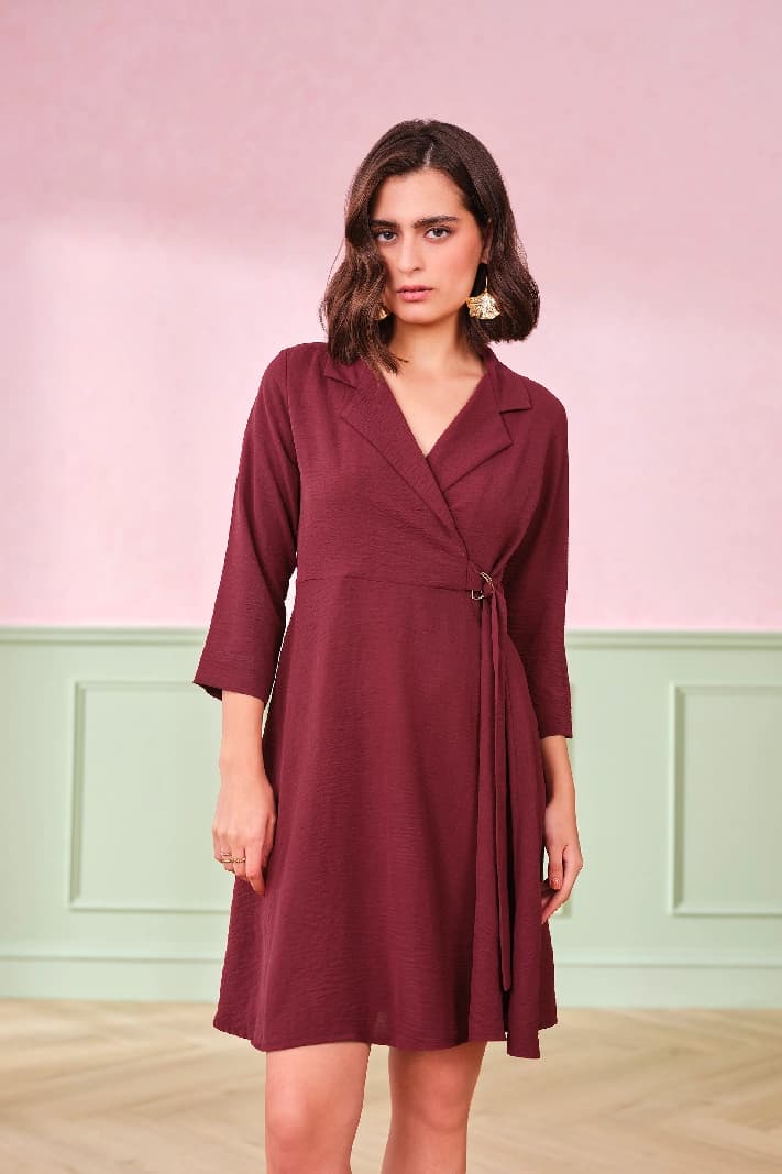 Women's Red Formal Solid Dress