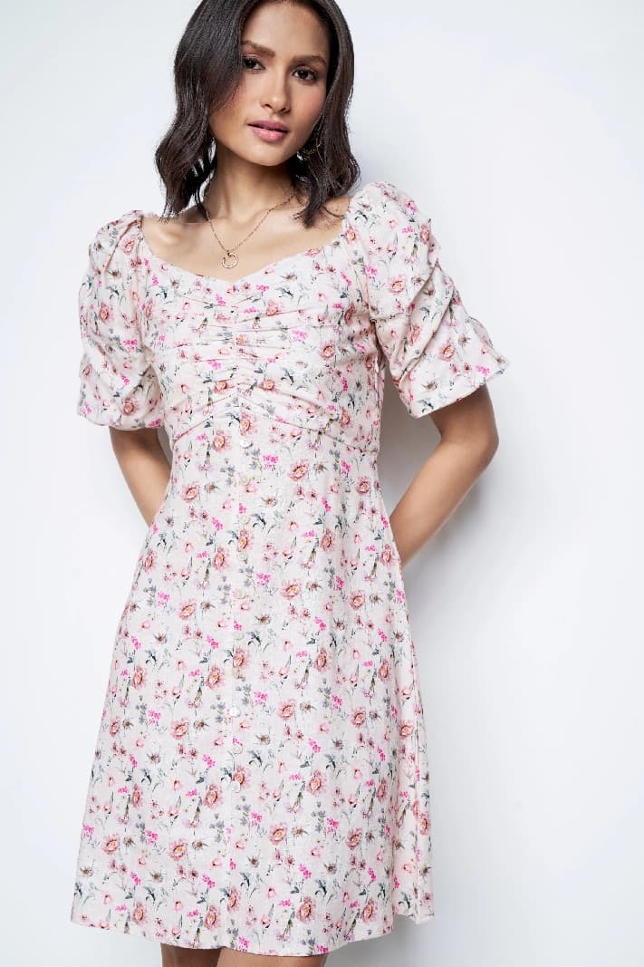 Women's Pink Casual Floral Dress