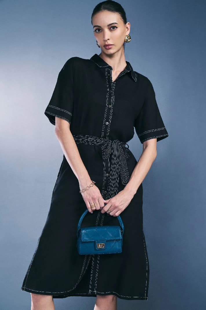 Women's Black Formal Solid Dress