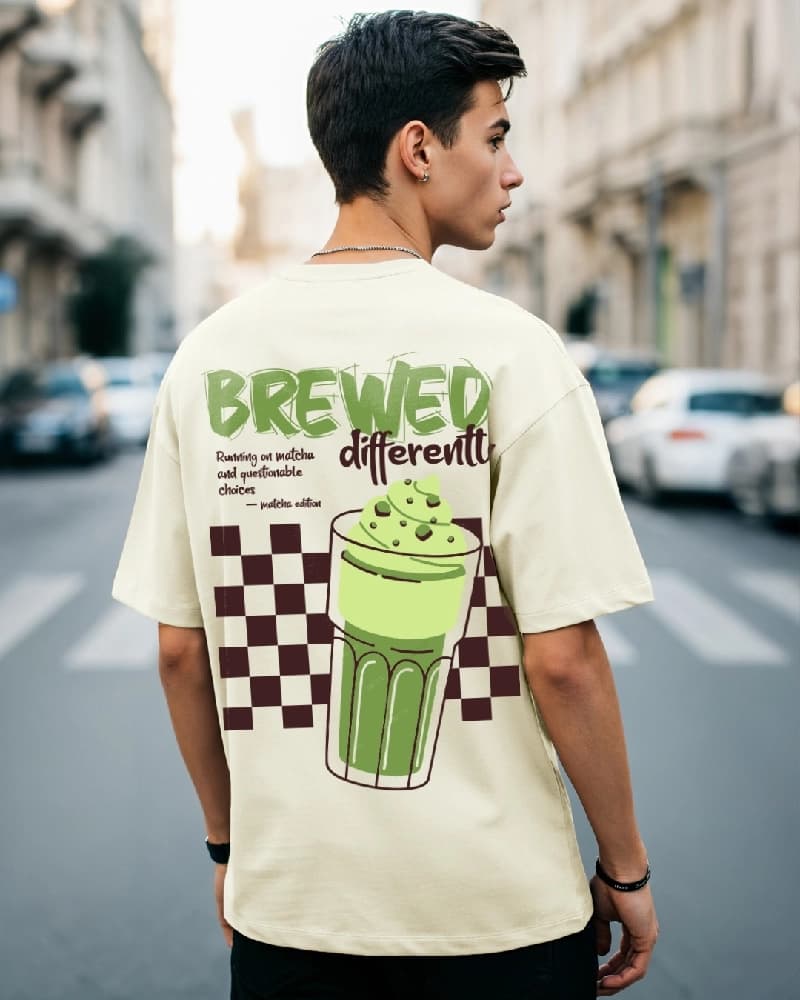 Men's Off White Casual Oversized Fit Half Sleeves Tshirt