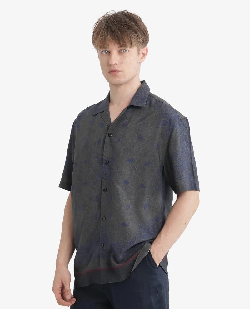 Men's Green Casual Printed Oversized Fit Shirt