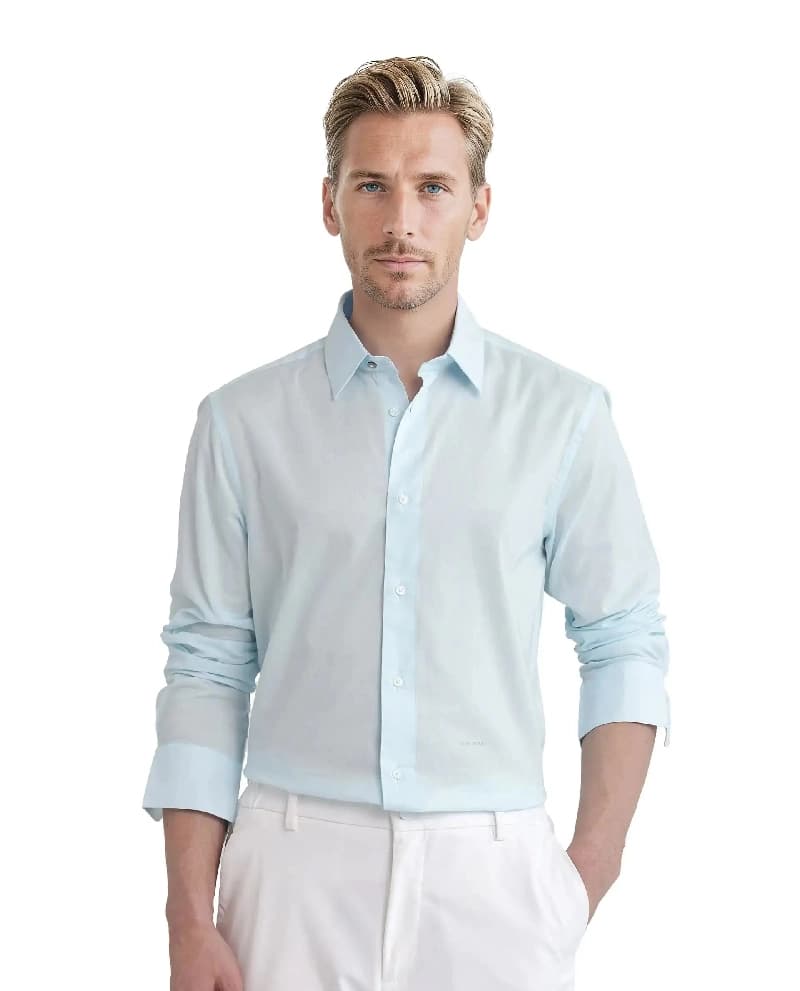 Men's Blue Casual Solid Regular Fit Shirt