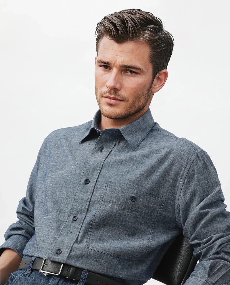 Men's Blue Casual Solid Regular Fit Shirt