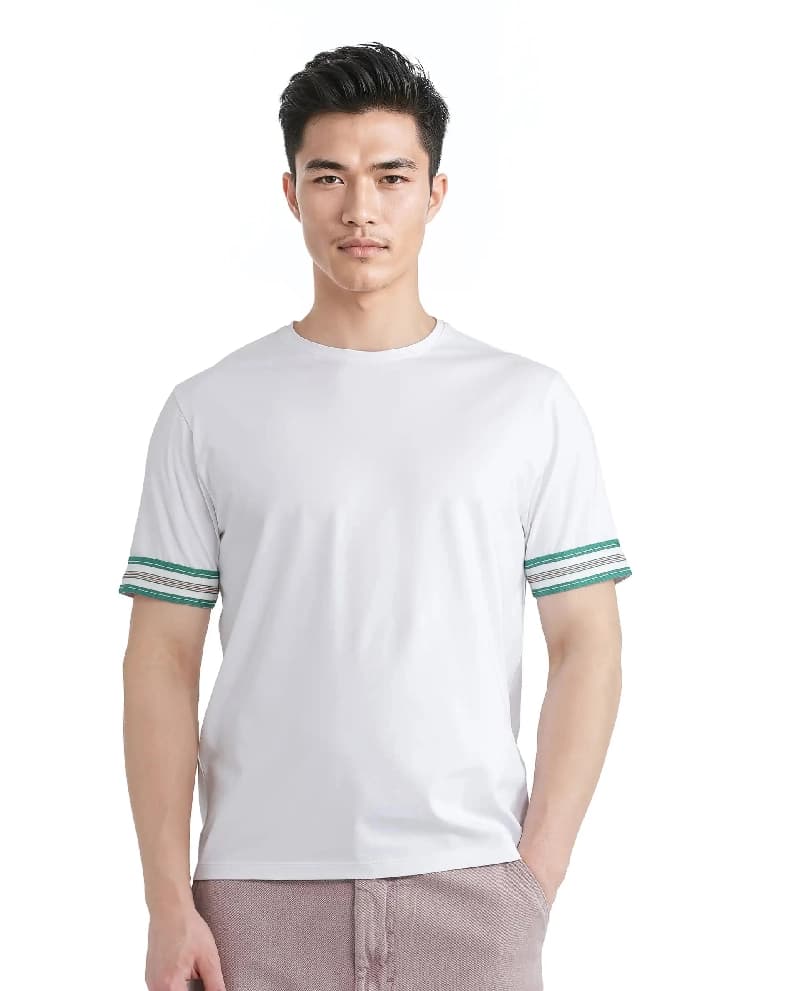 Men's White Casual Solid Regular Fit Tshirt