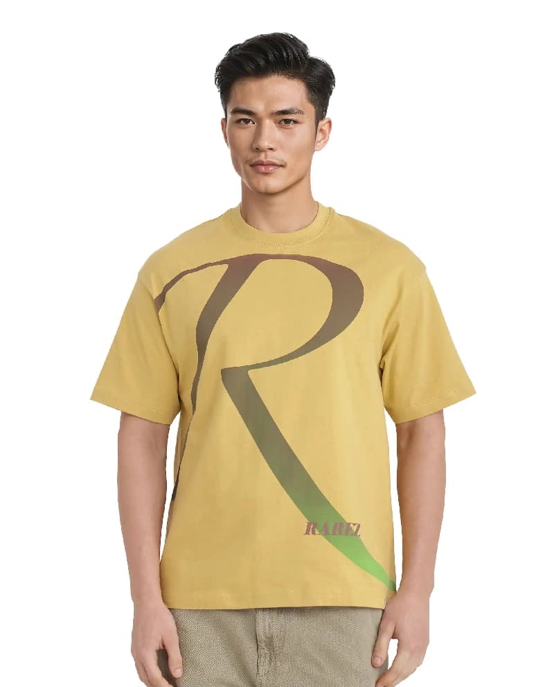 Men's Yellow Casual Tie-Dye Oversized Fit Tshirt