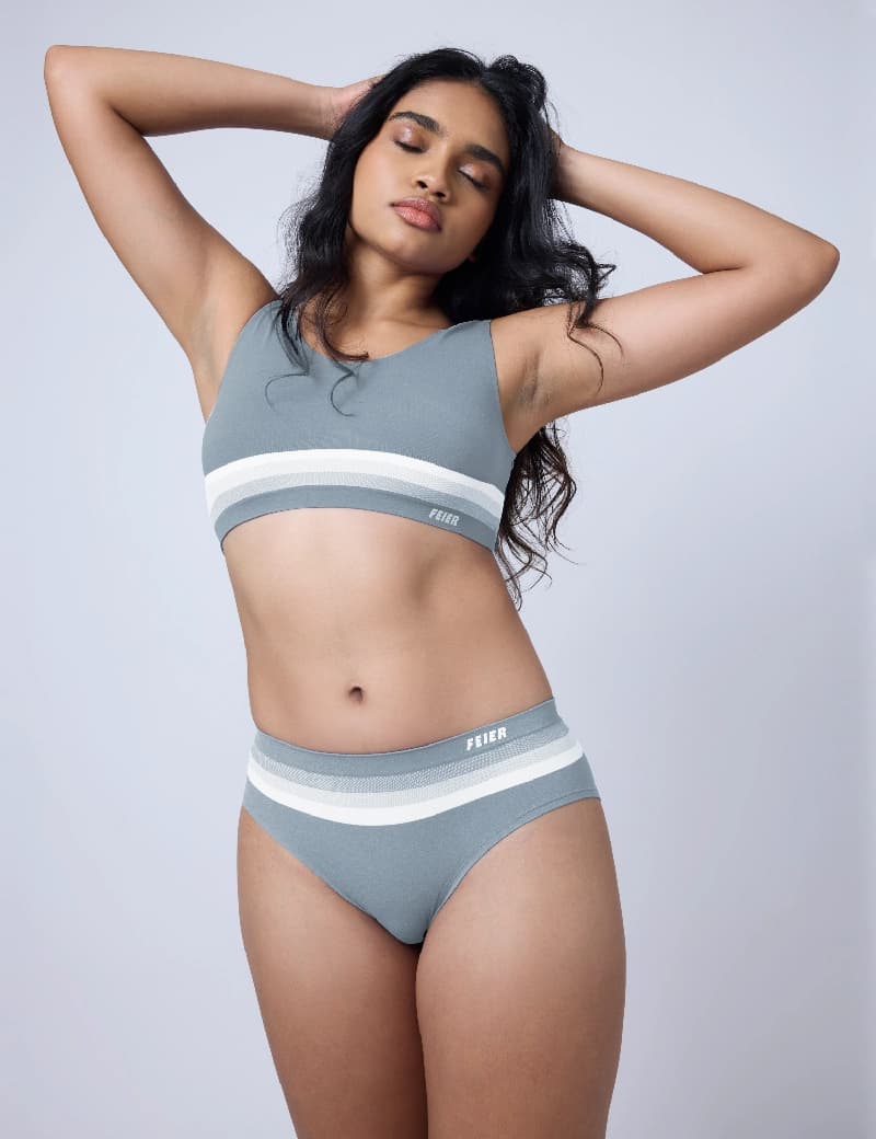 Women's Grey Sport Striped Panties