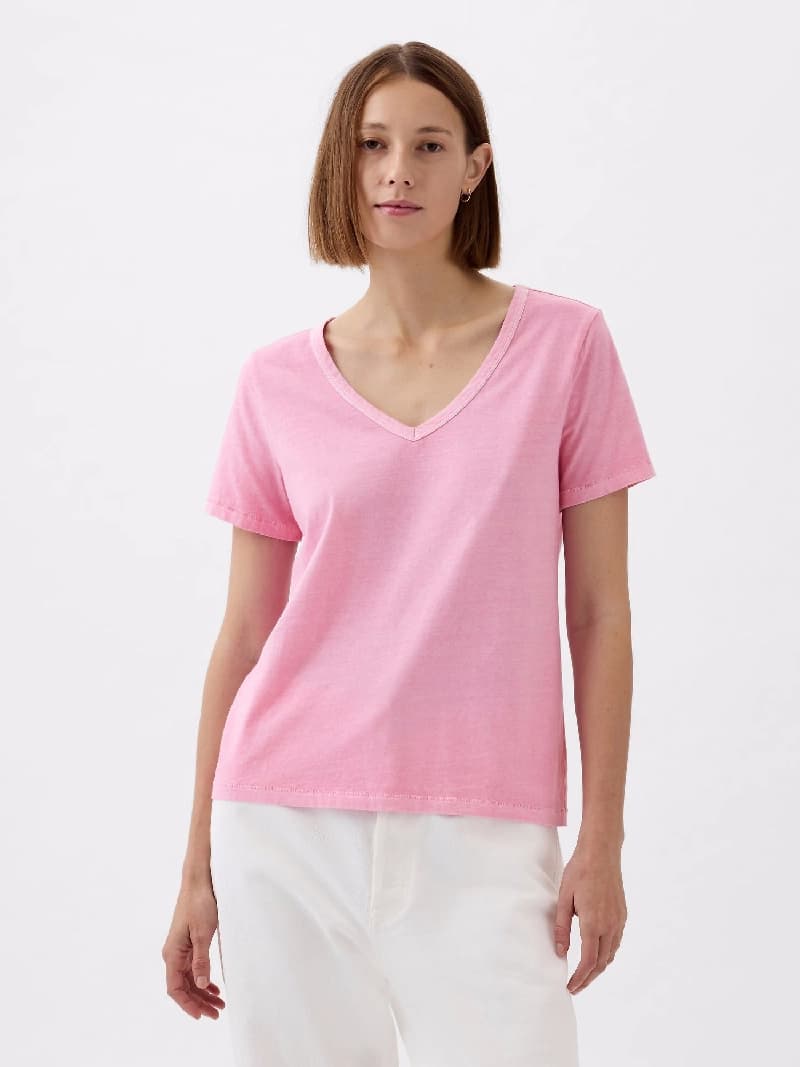 Women's Pink Casual Solid Regular Fit Tshirt