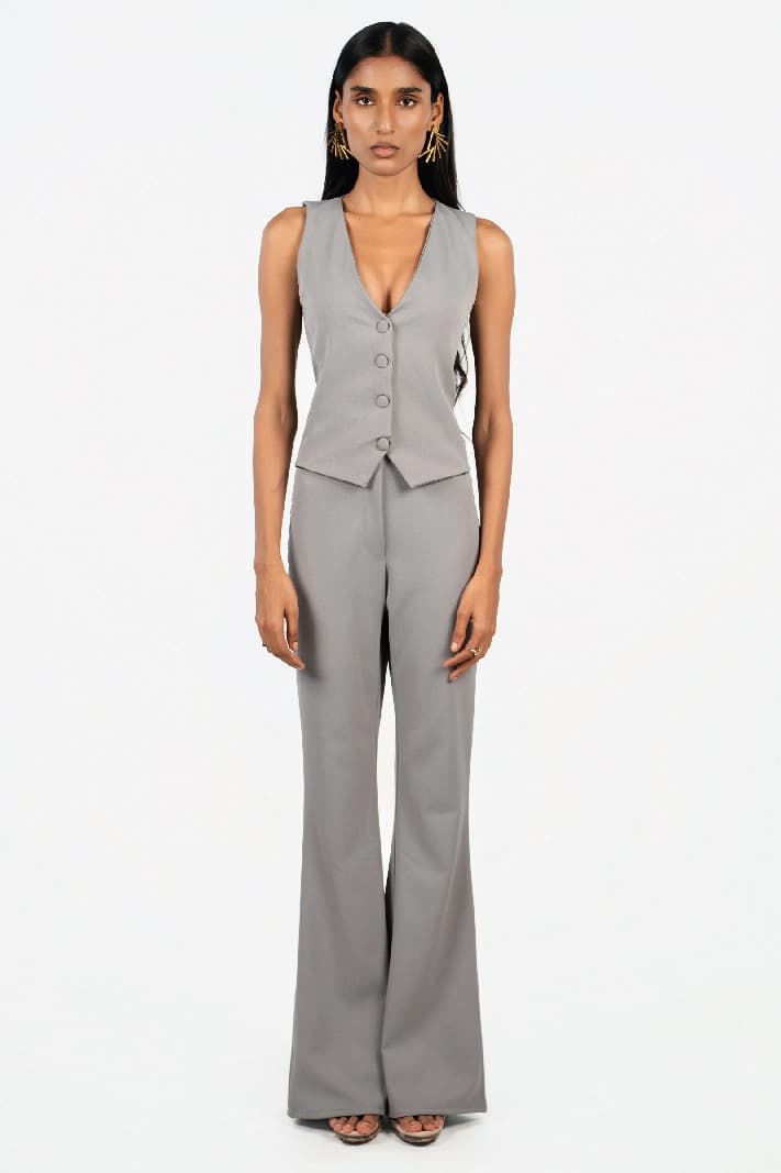 Women's Grey Casual Solid Regular Fit Trouser