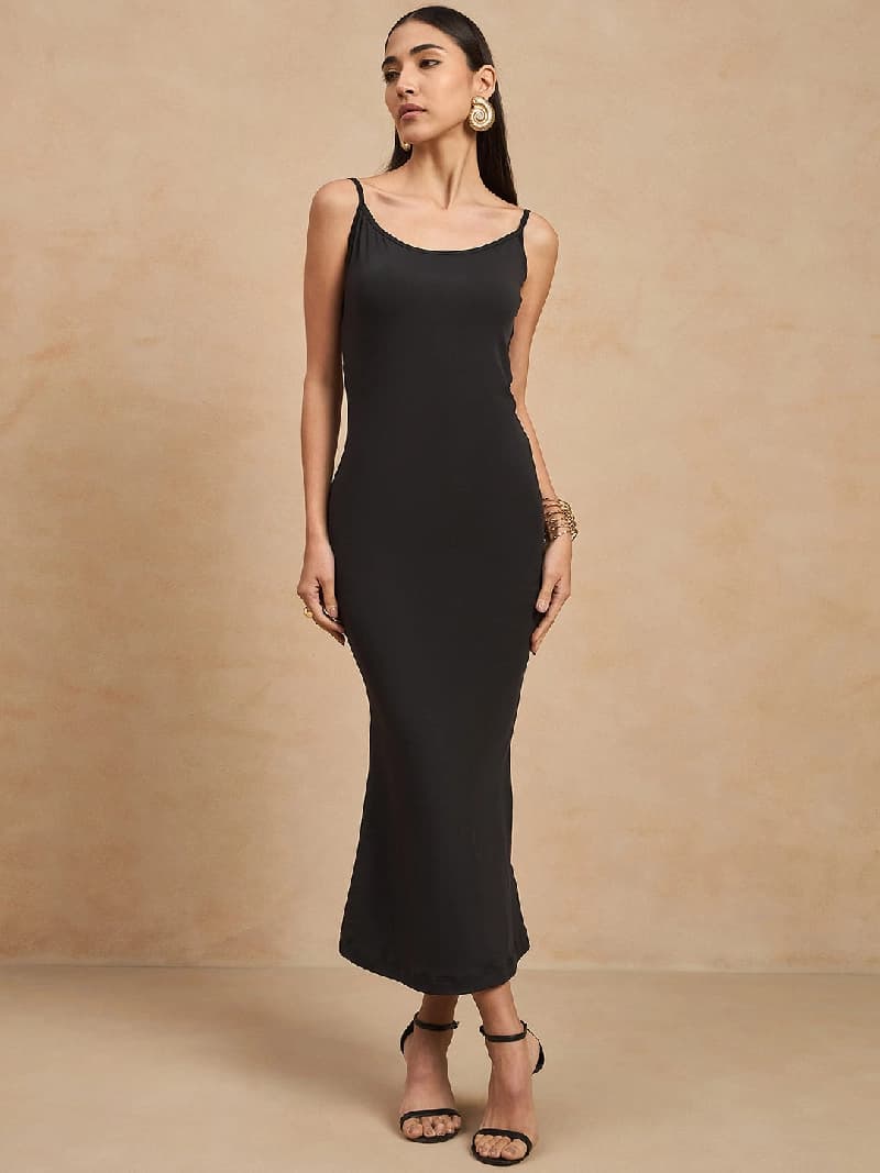 Women's Black Casual Solid Dress