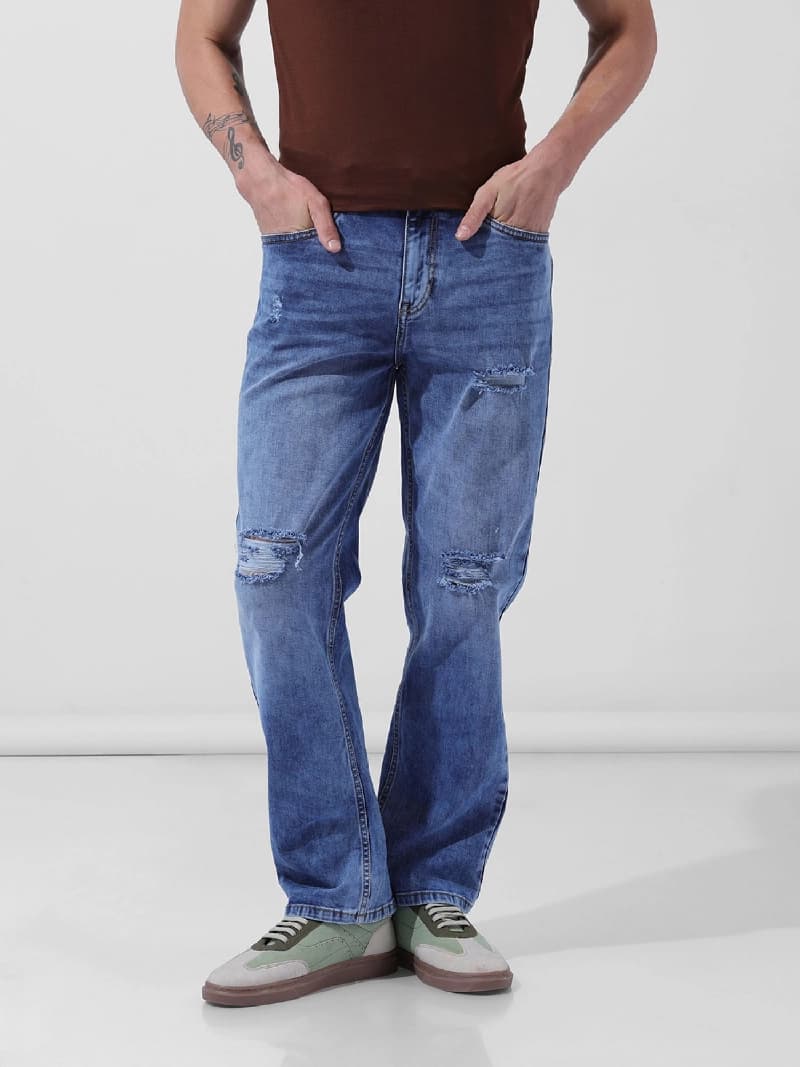 Men's Blue Casual Regular Fit Jeans