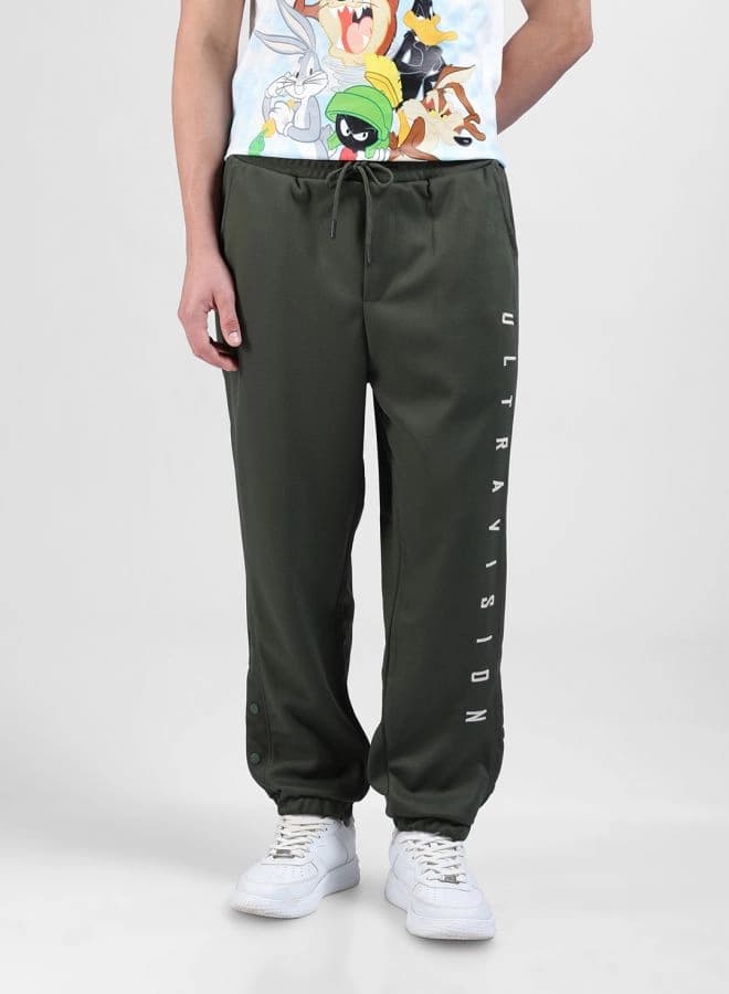 Men's Green Casual Solid Regular Fit Trackpant