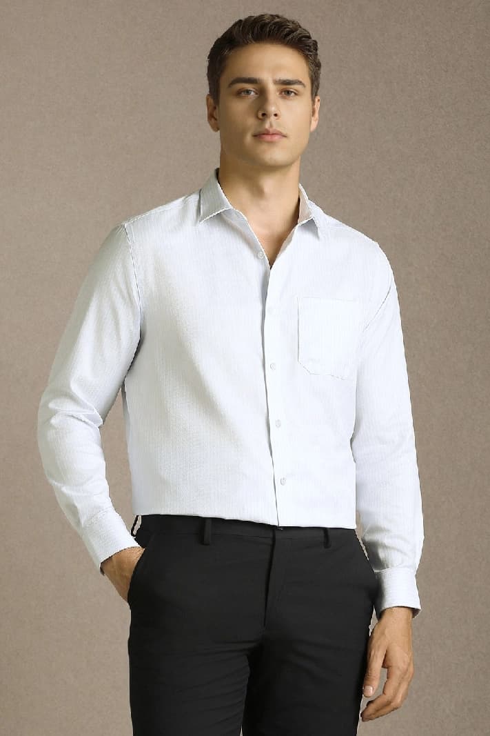 Men's Blue Formal Solid Regular Fit Shirt
