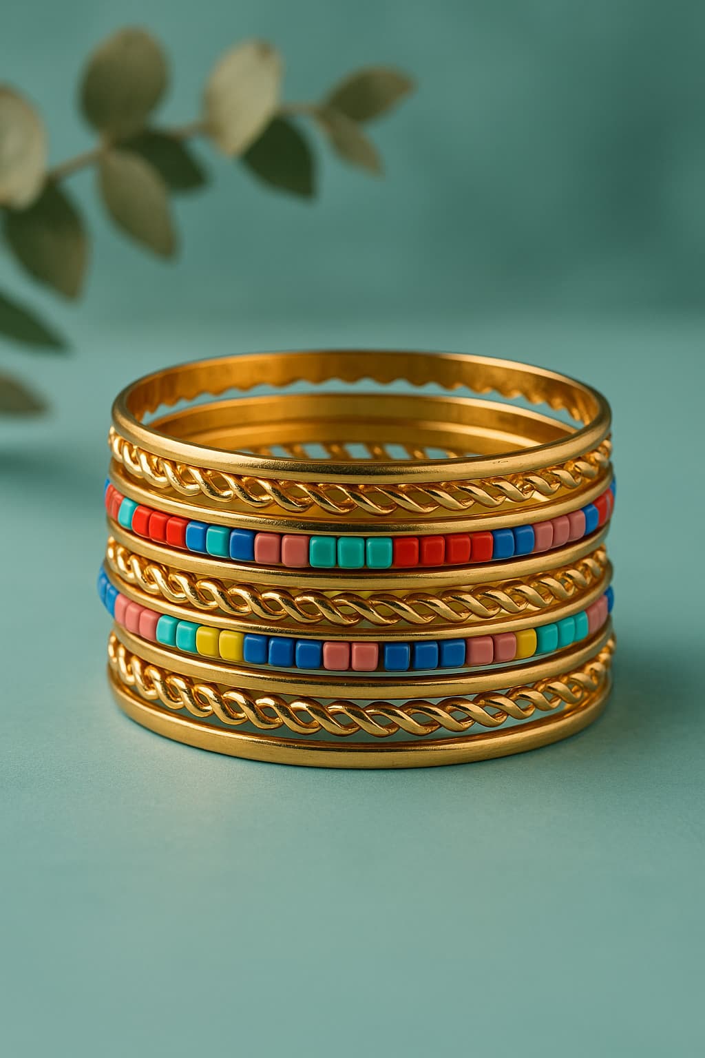 Women's Multicolor Enamel Gold Bangles