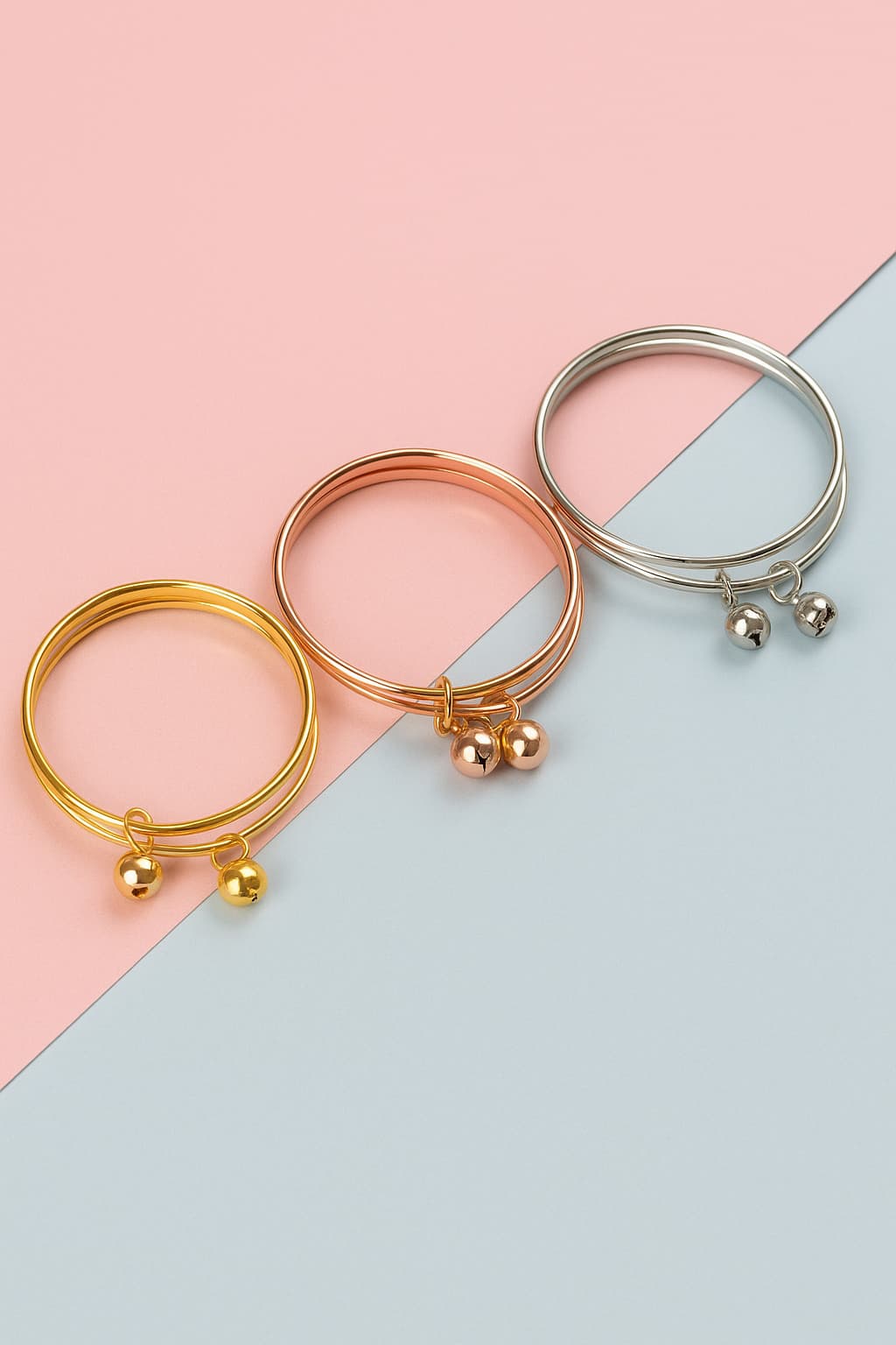 Women's Metallic Charm Bangles - Set of 6