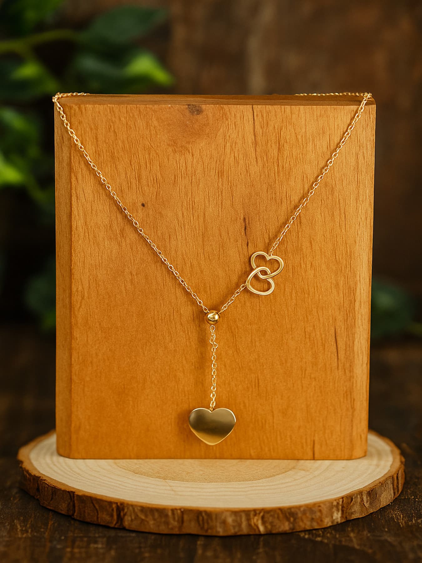 Women's Layered Double Heart Pendant Necklace