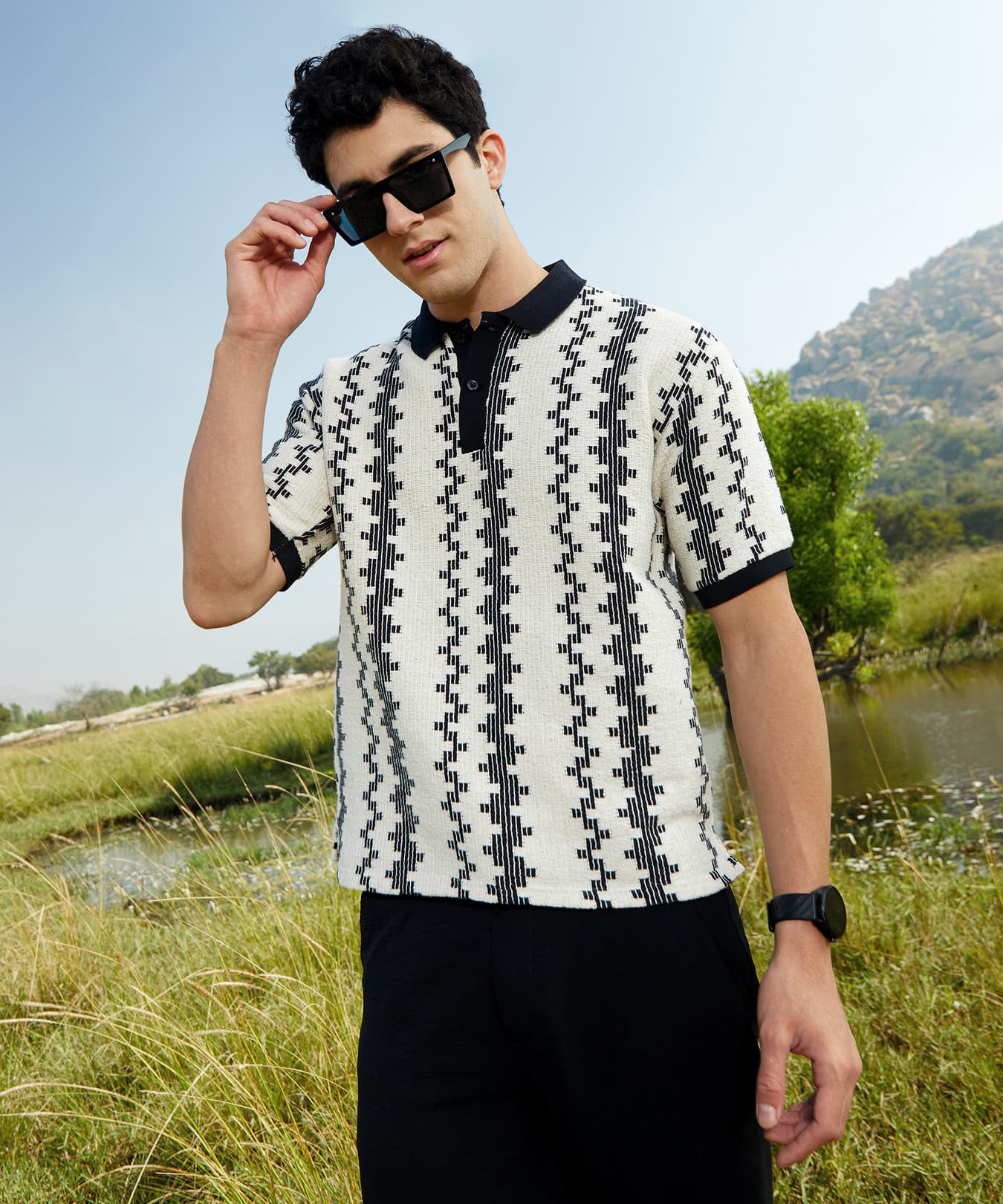 Men's Multicolor Casual Striped Regular Fit Tshirt