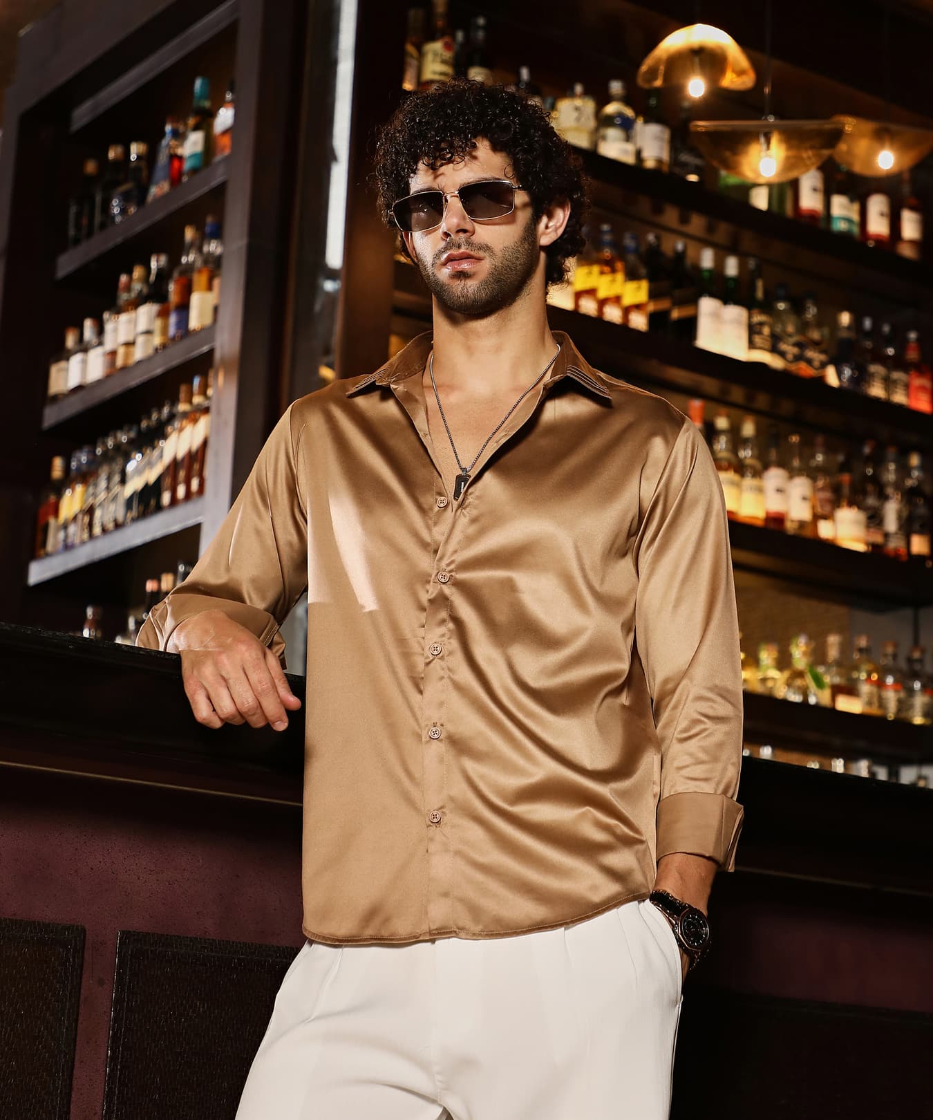 Men's Beige Casual Solid Regular Fit Shirt