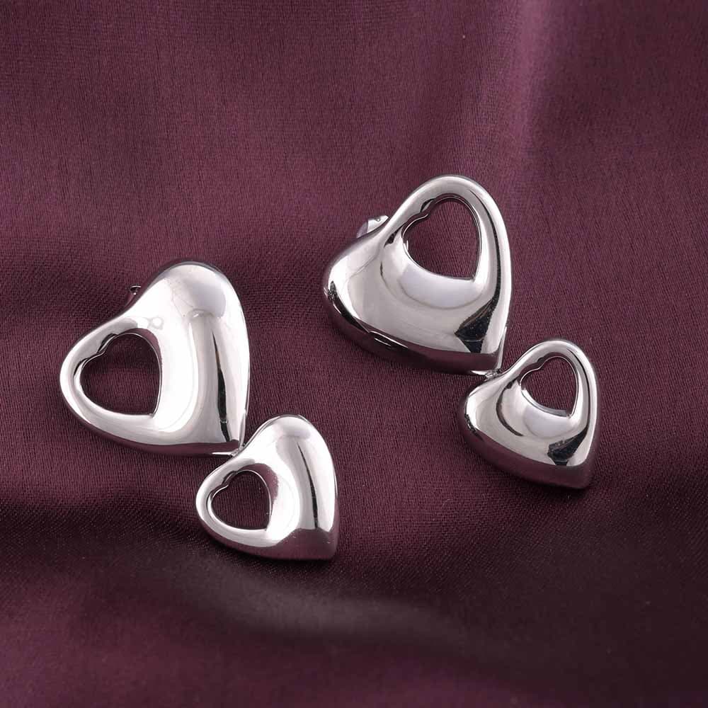 Women's Silver Casual Wear Rhodium Plated Stainless Steel Earring
