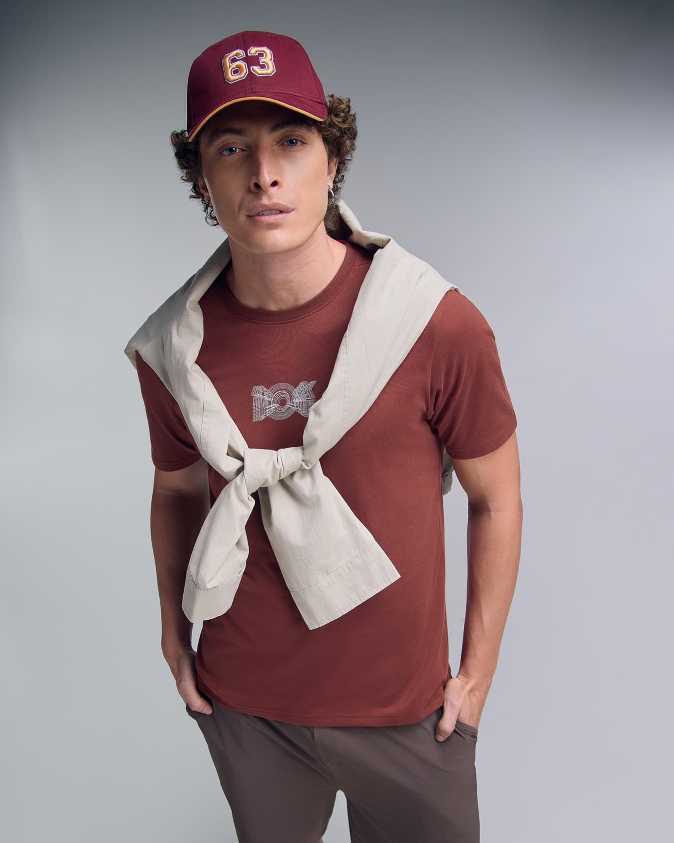 Men's Red Casual Solid Pull On Round Neck Half Sleeves Tshirt