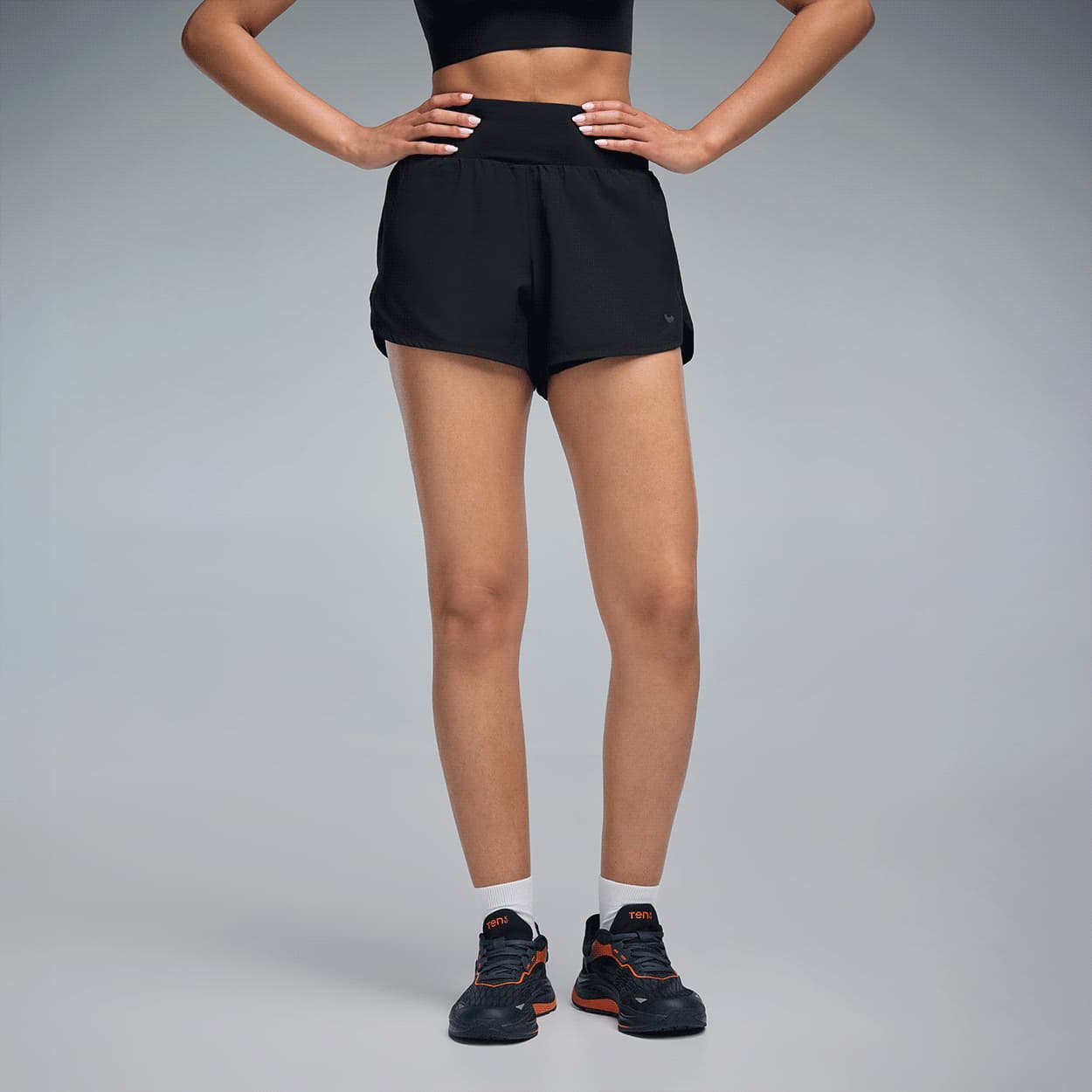 Women Black Sports Solid Shorts