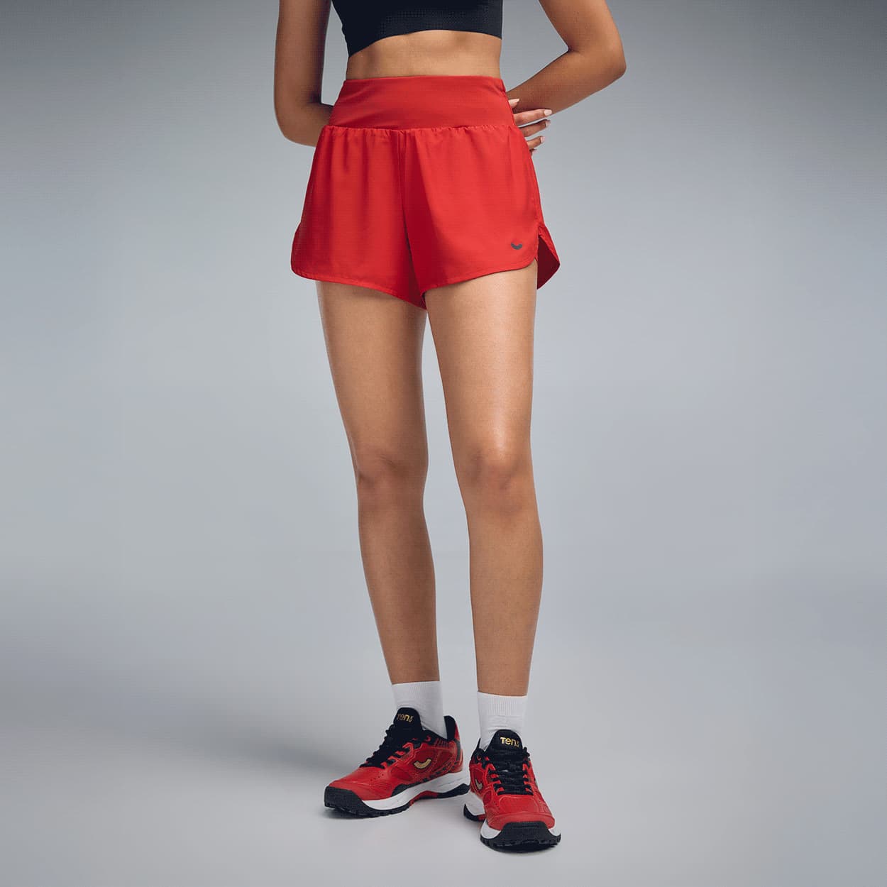 Women Red Sports Solid Shorts