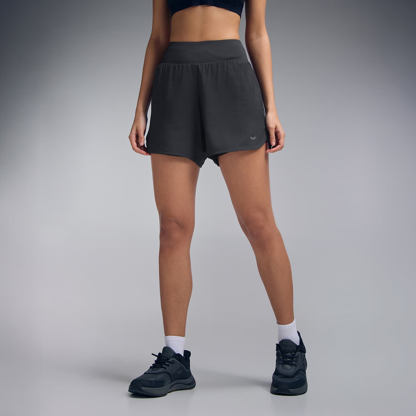 Women Black Sports Solid Shorts