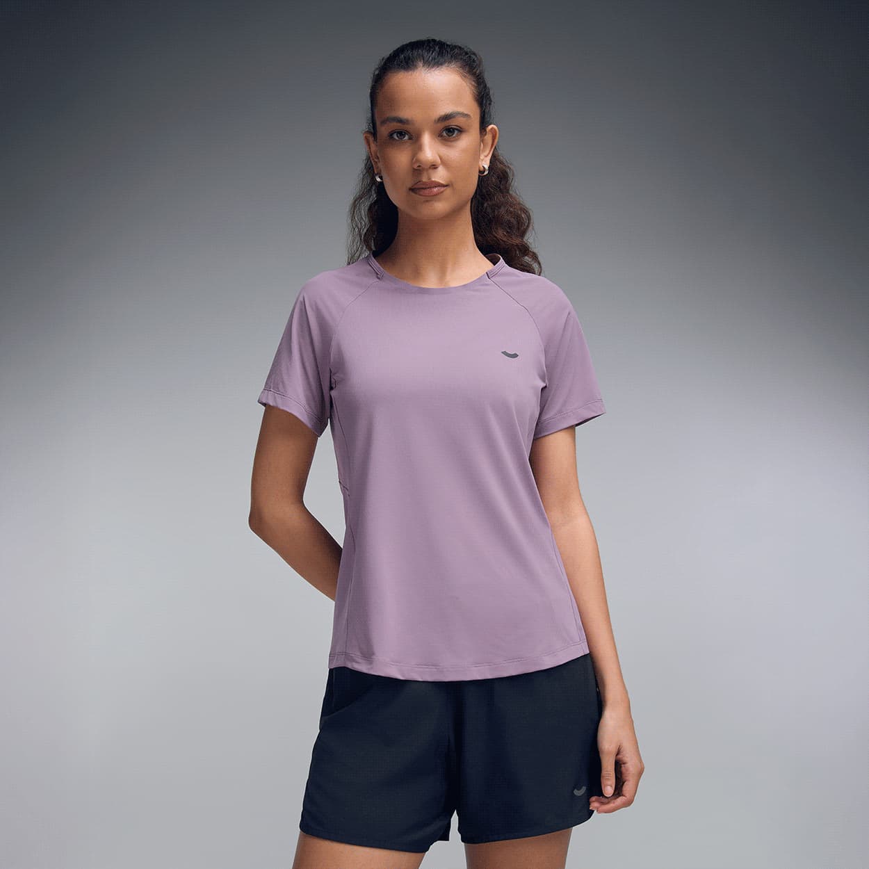 Women's Purple Sport Regular Fit Solid Half Sleeves Tshirt
