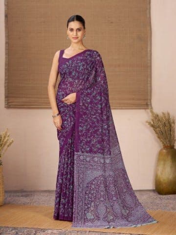Women's Purple Festive Floral Saree