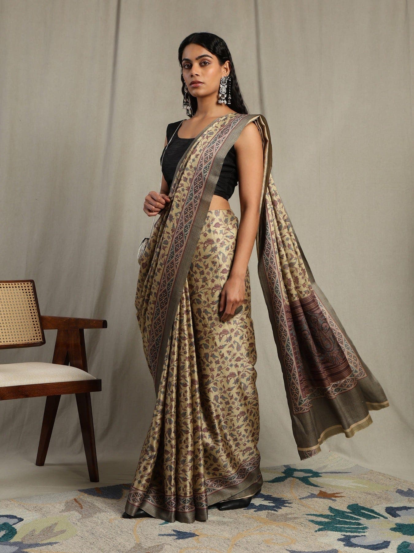 Women's Yellow Festive Printed Saree