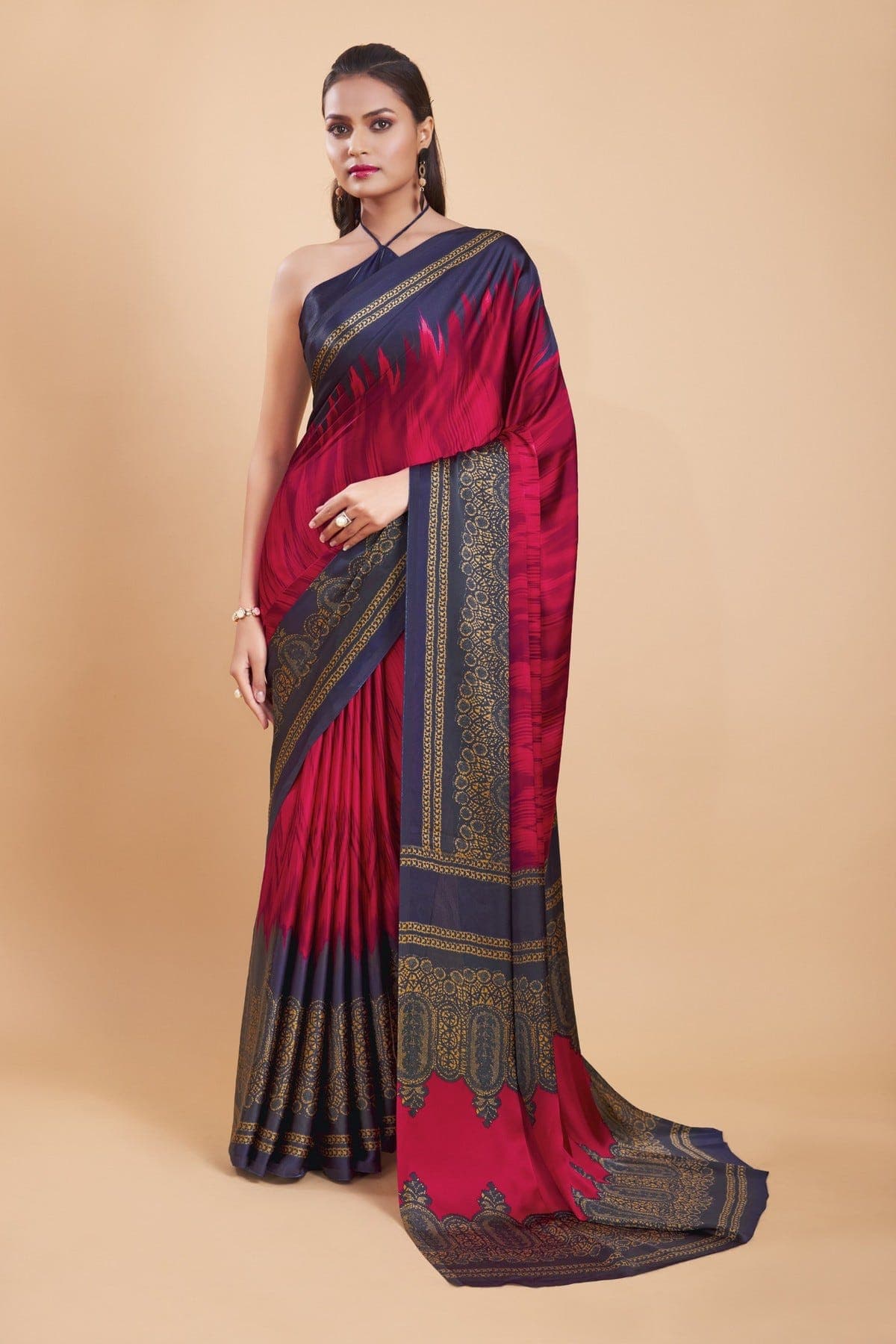 Women's Pink Festive Printed Saree
