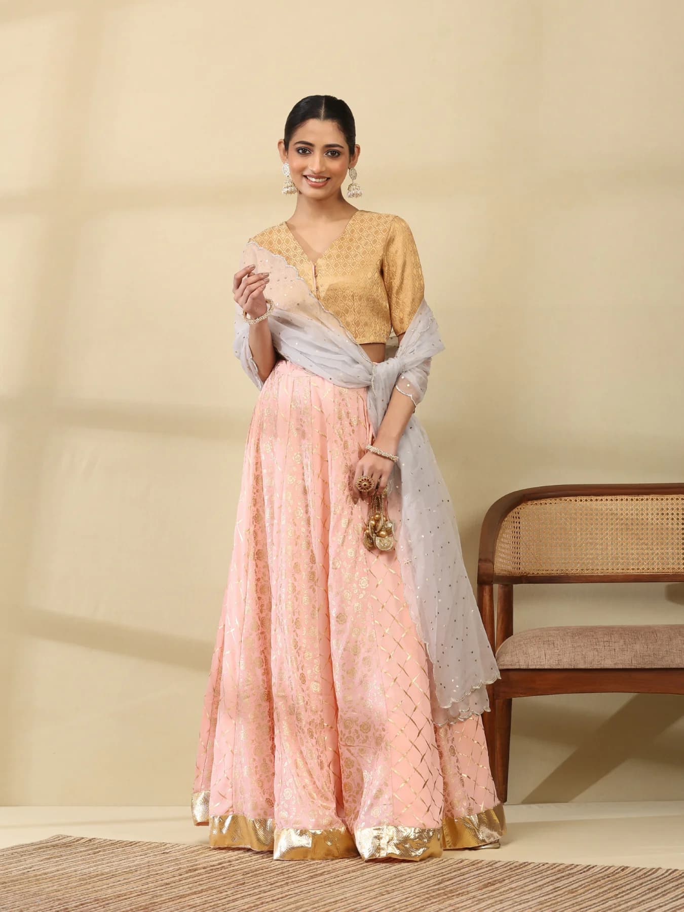 Women's Multicolor Party Half Sleeves Lehenga Choli With Dupatta