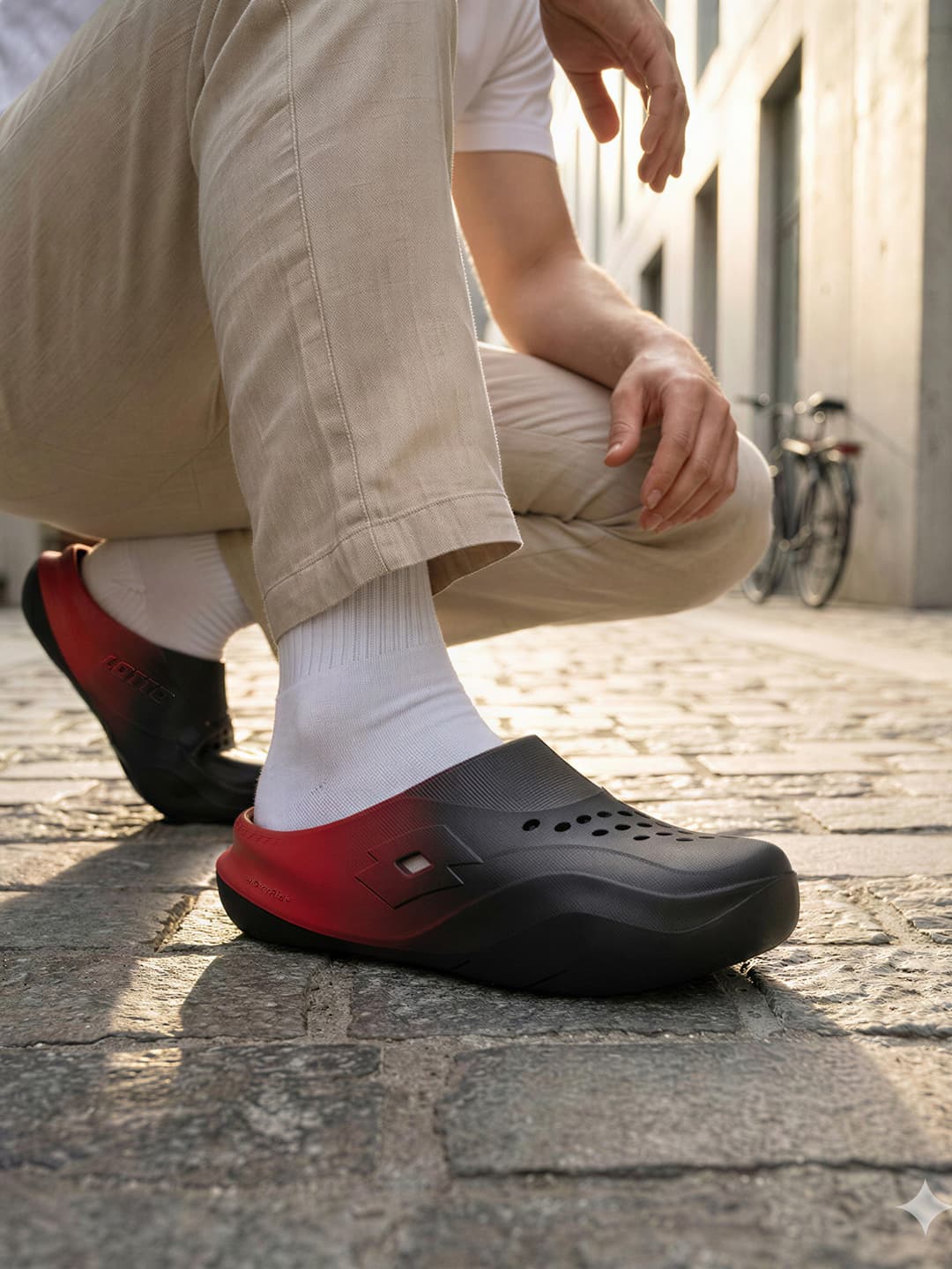 Men's Black and Red Casual EVA Recupero OG Clogs