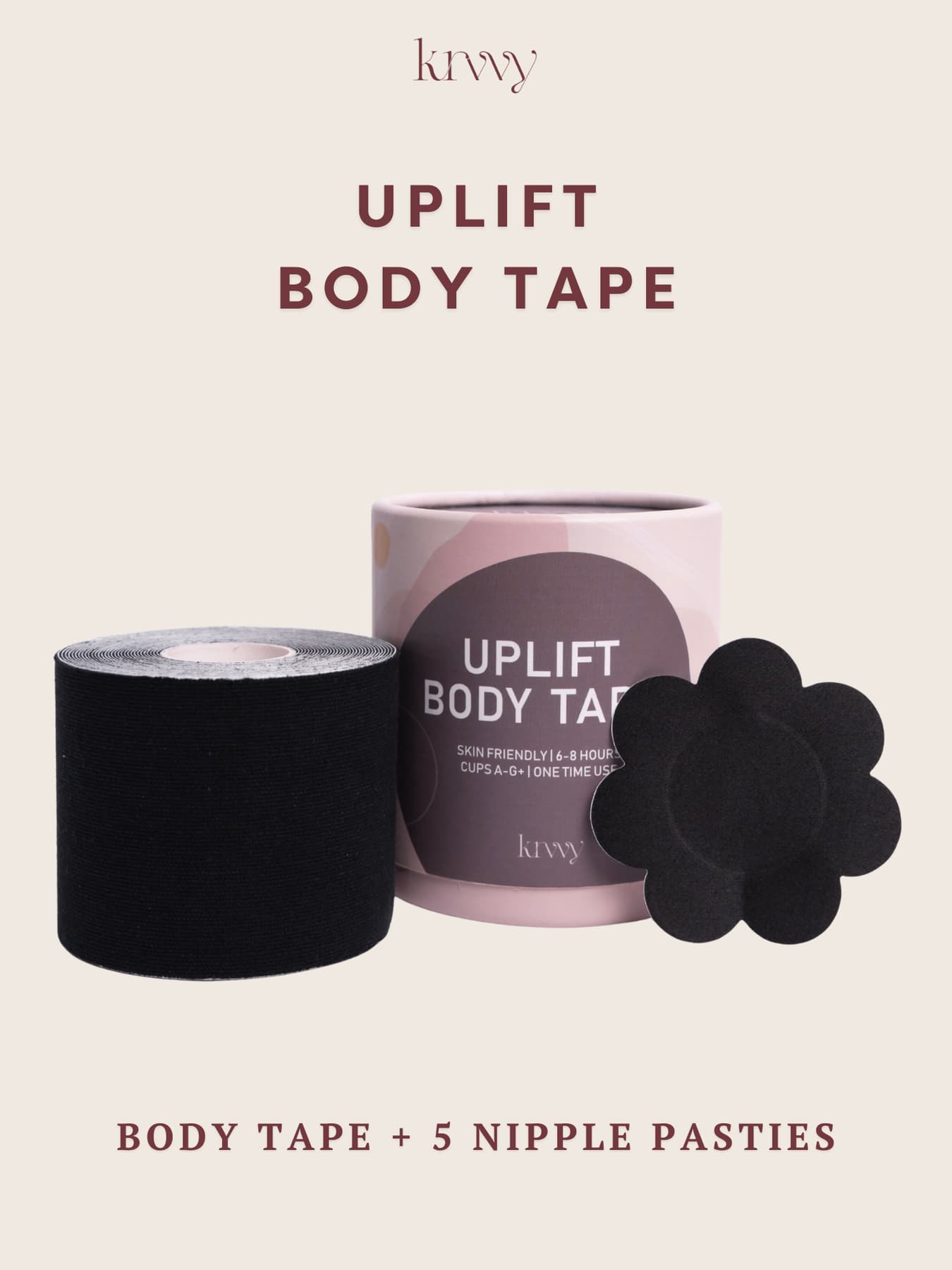 Women's Black Solid Boob Tape