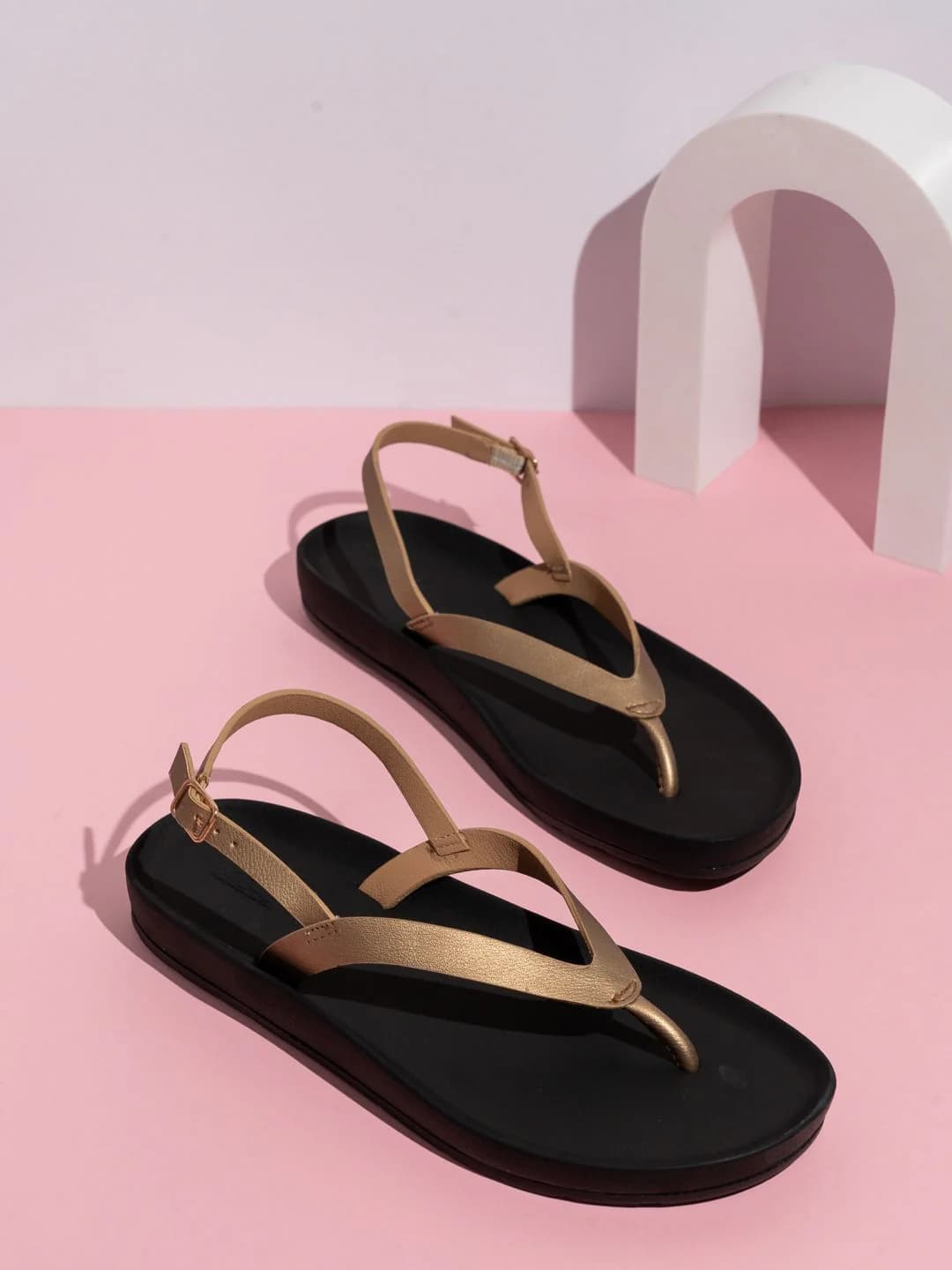 Women's Rose Gold Casual Synthetic Flat Slip-Ons Sandals