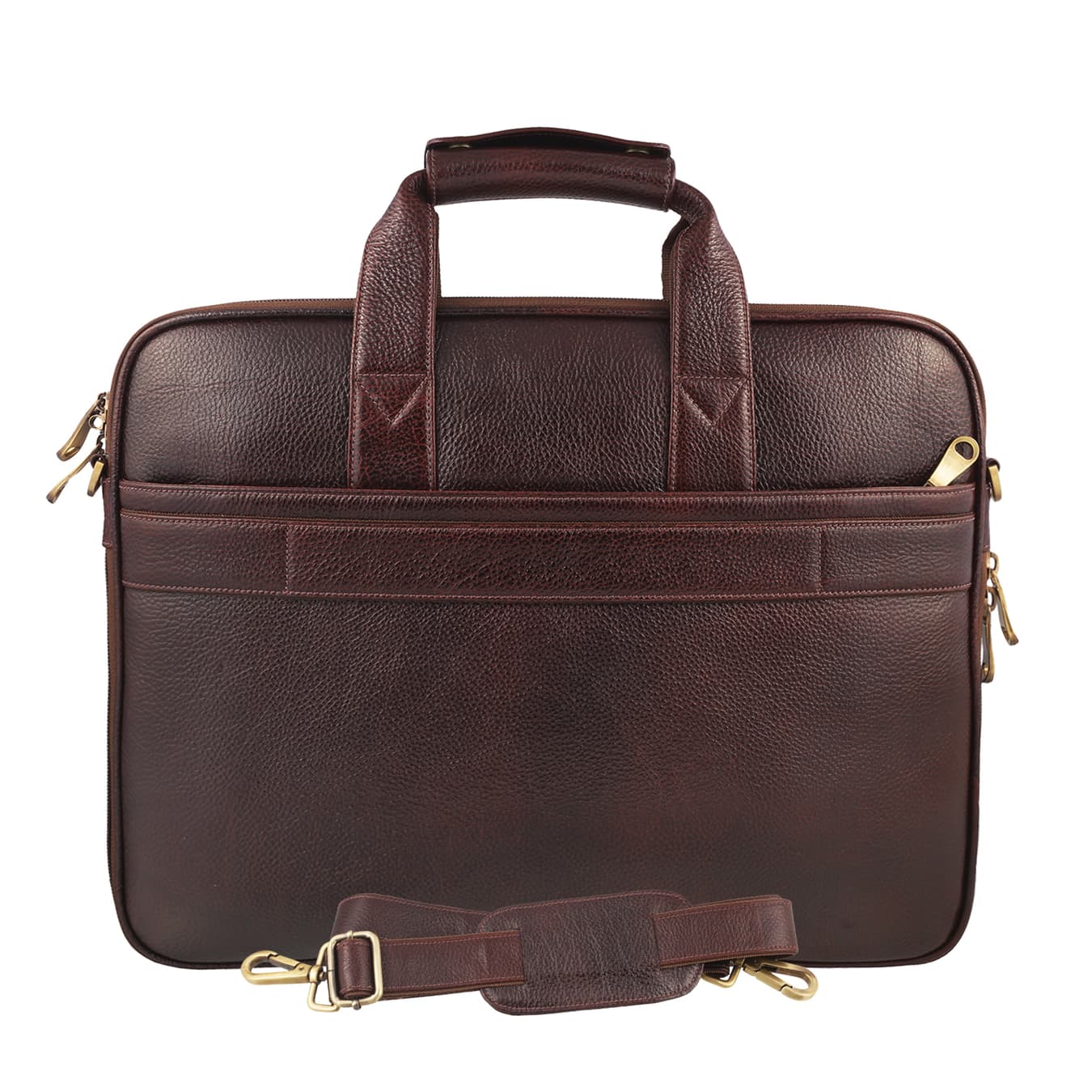 Unisex Brown Casual Leather Handbag