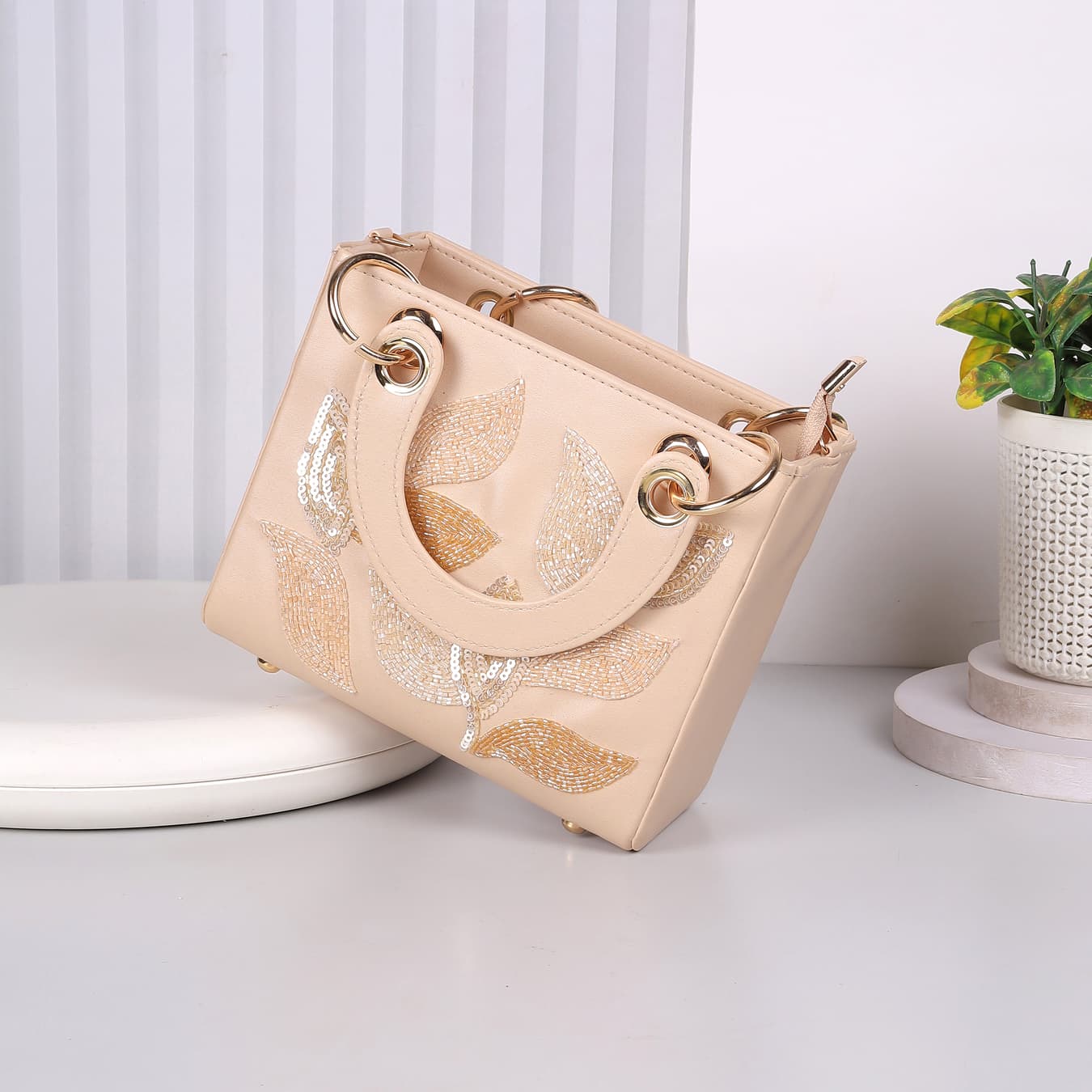 Women's Beige Casual PU Handbag