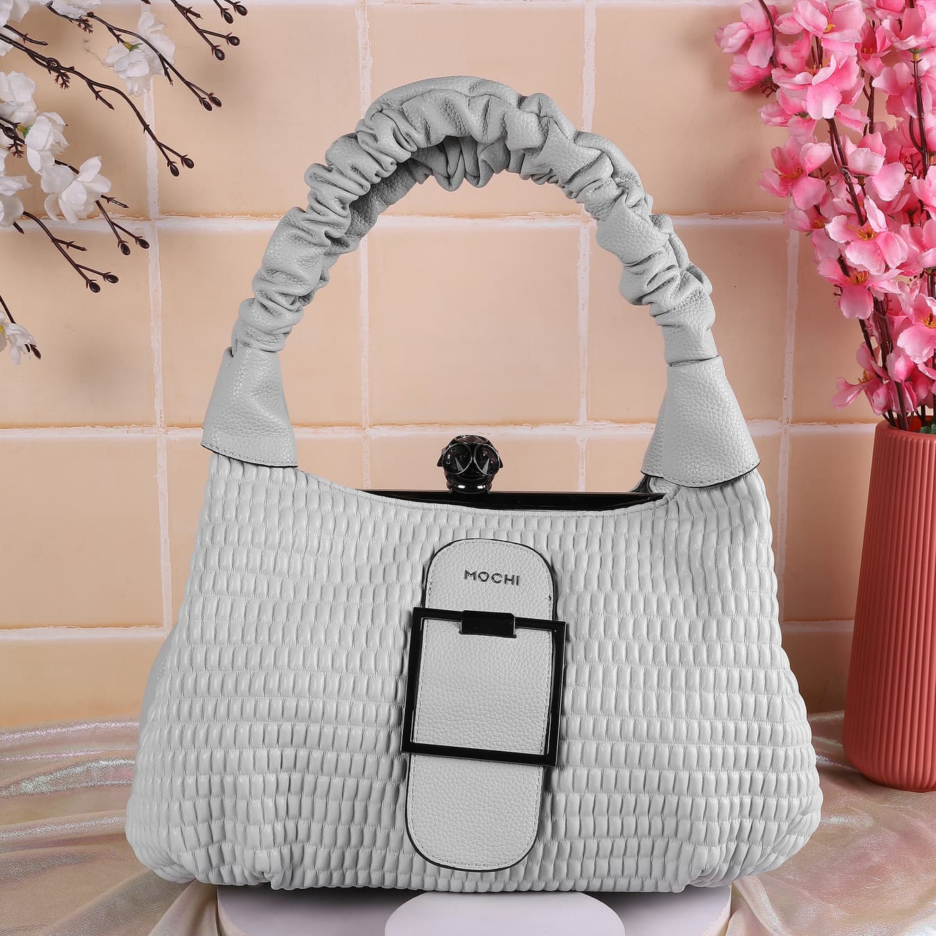 Women's Grey Casual PU Handbag