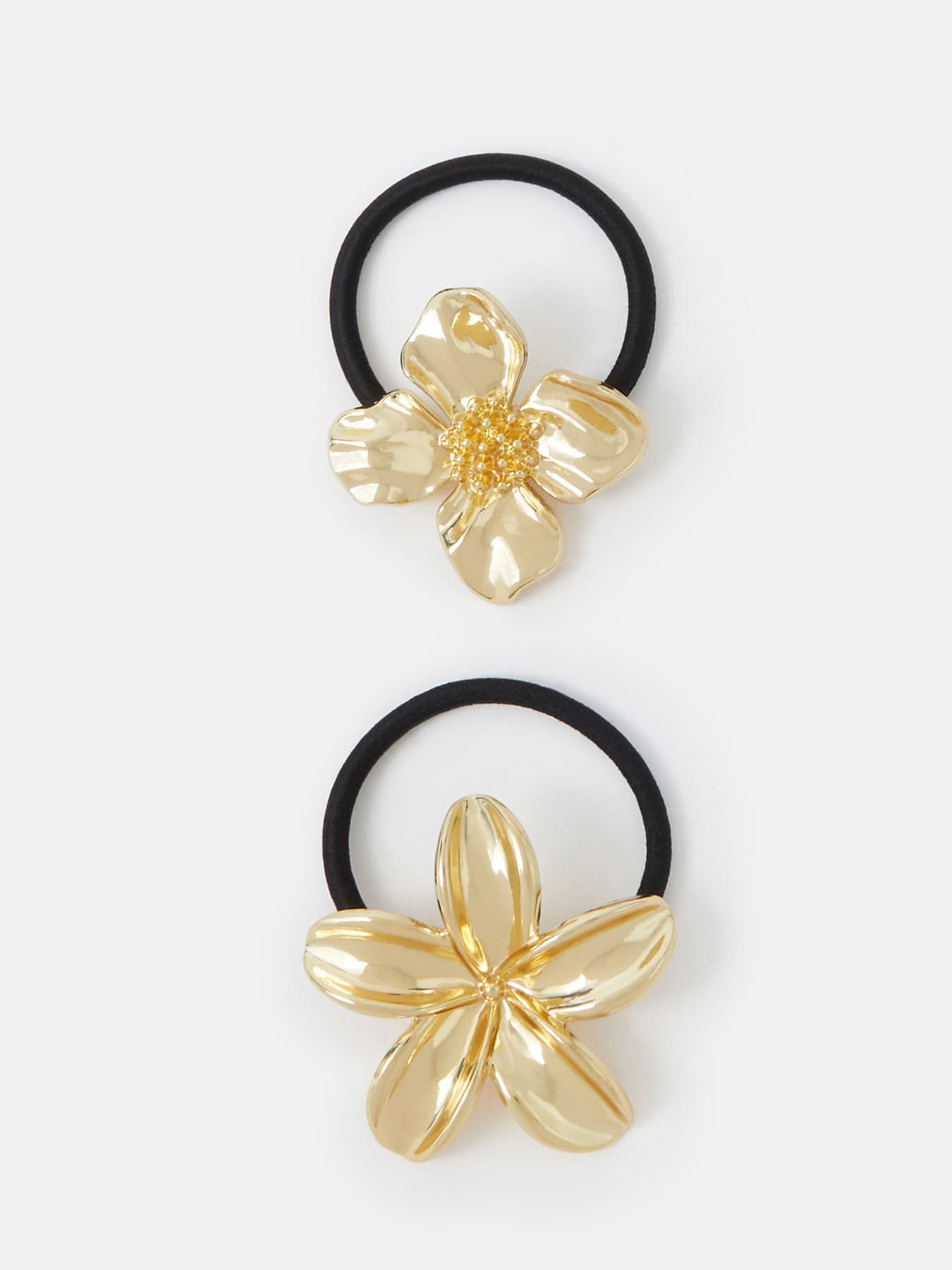 Women's Gold Casual Metal Flower Hair Ponys Set of 2