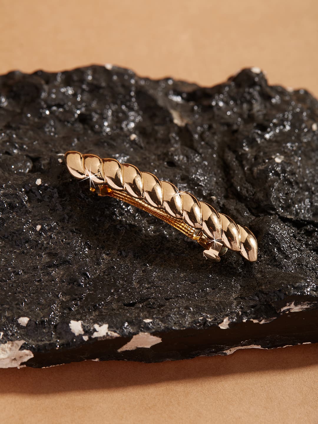 Women's Gold Casual Croissant Barette