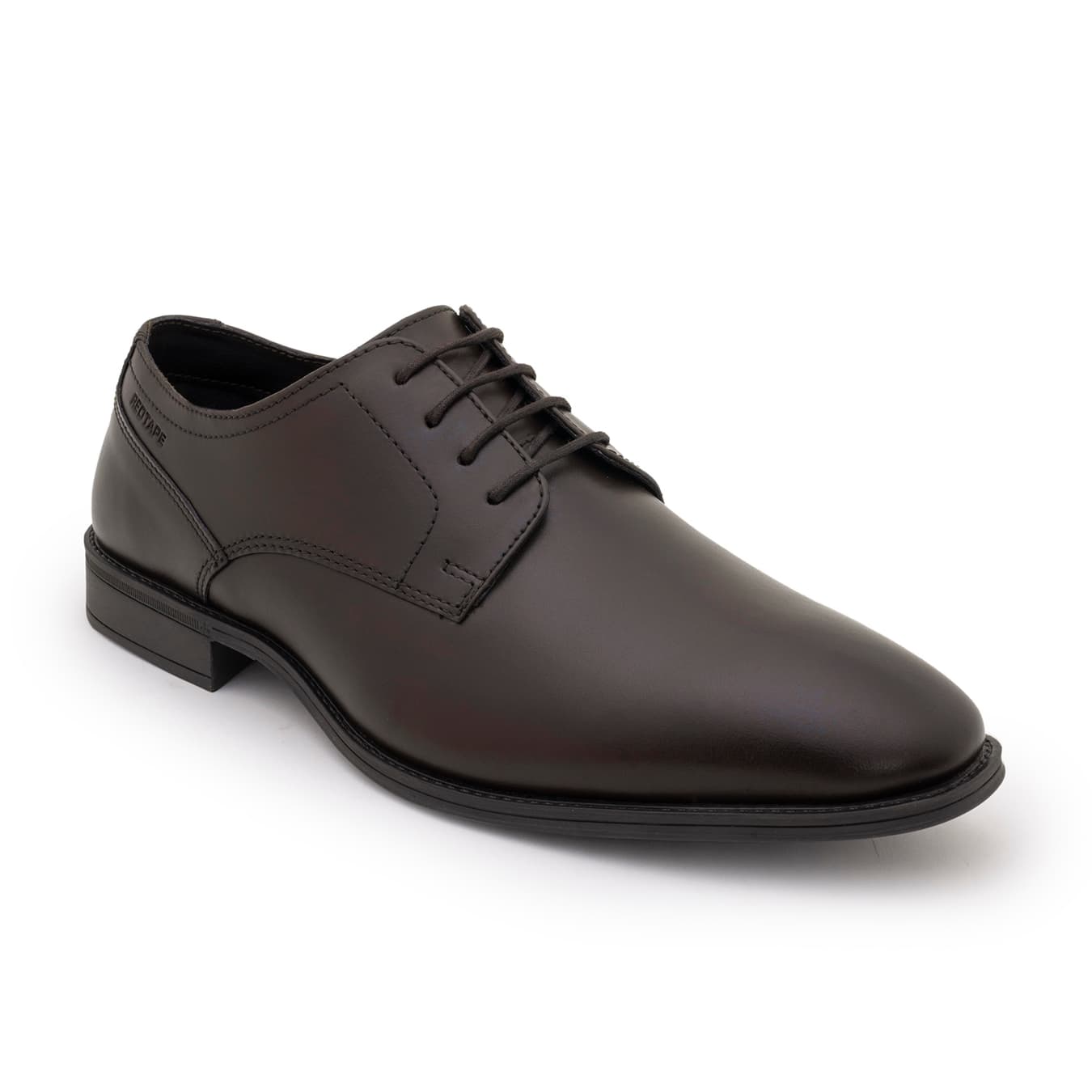 Men's Brown Formal Round Toe Leather Derby Shoes