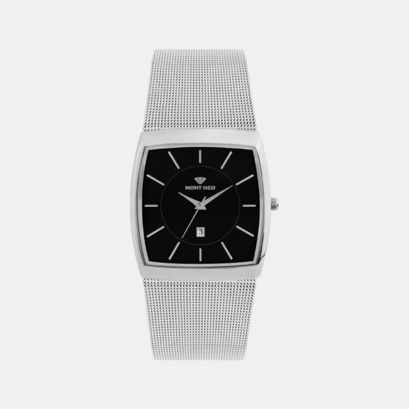 Men's Quartz Black Dial Analog Mesh Watch 1060E-B4412