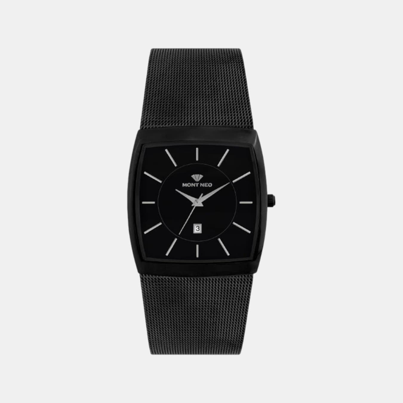 Men's Quartz Black Dial Analog Mesh Watch 1060E-B4404