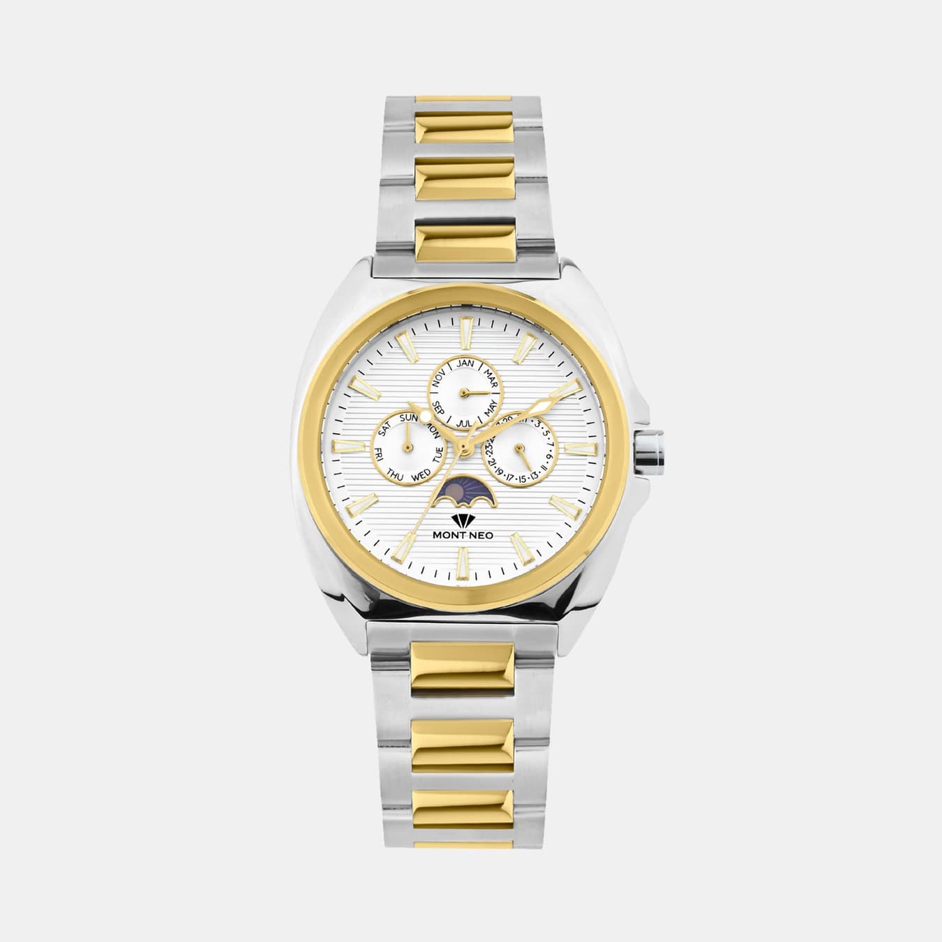 Men's Quartz Silver Dial Multi-Function Stainless Steel Watch 3514M-M1203